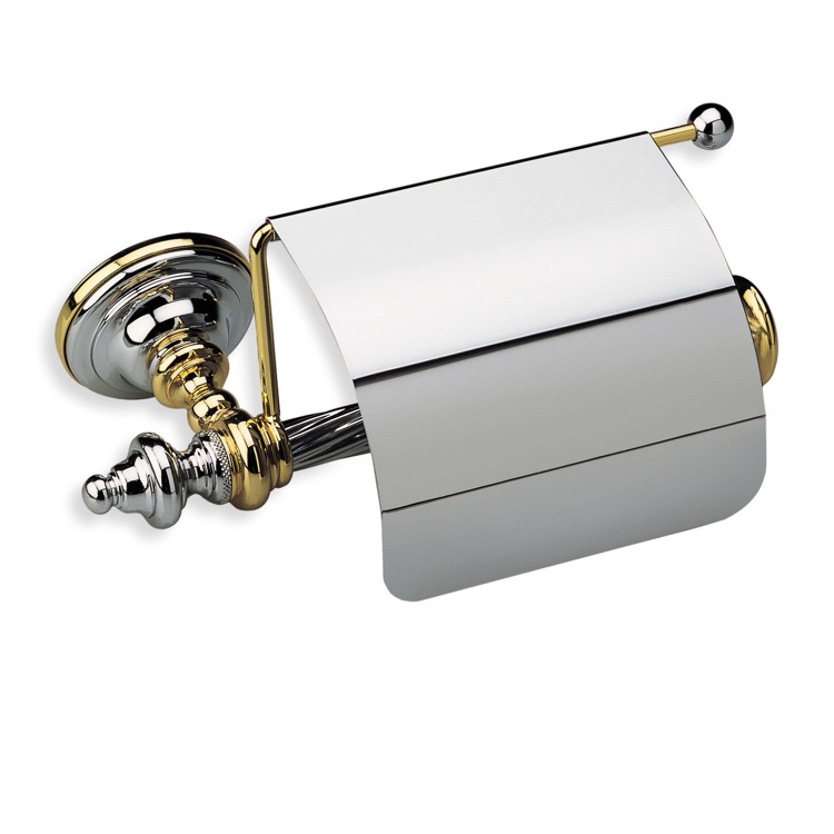 StilHaus G11C-08 Classic-Style Brass Toilet Roll Holder with Cover